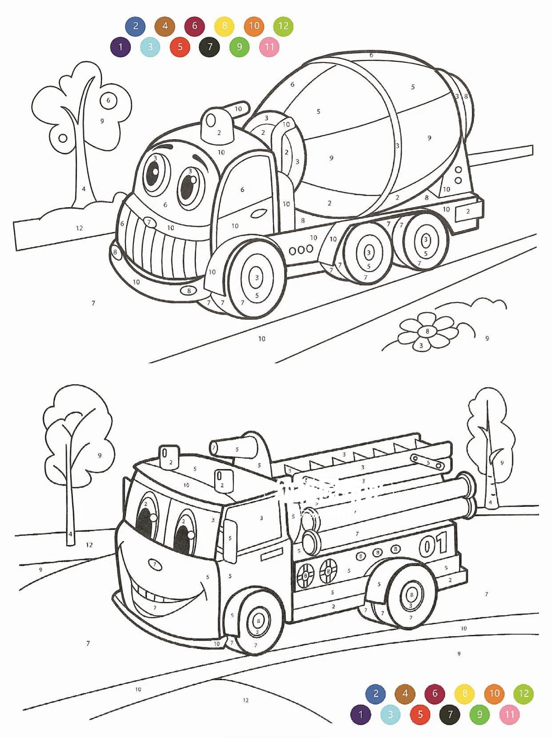 addition color by number - coloring page for kids