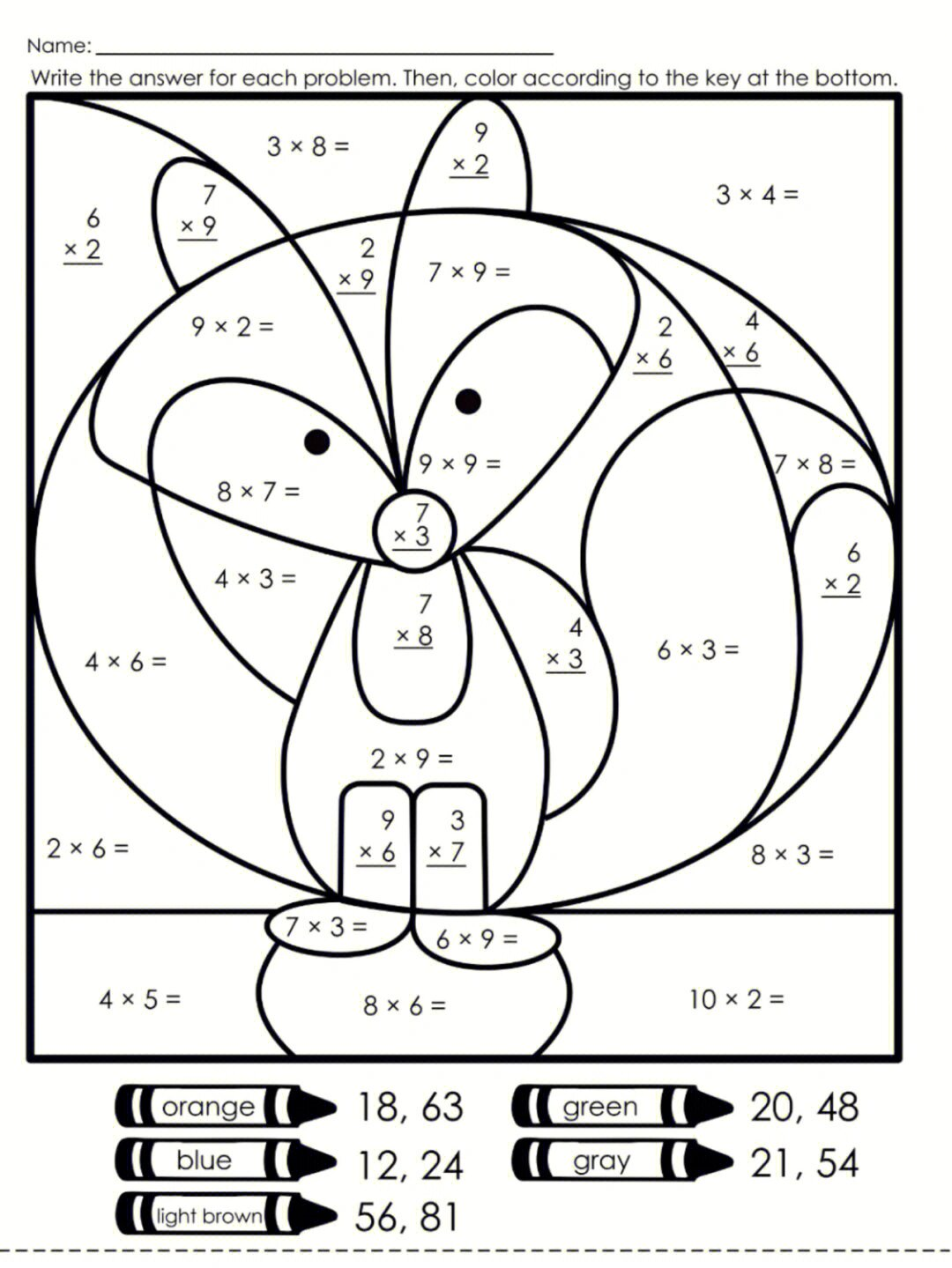 color by number free printable - coloring page for kids